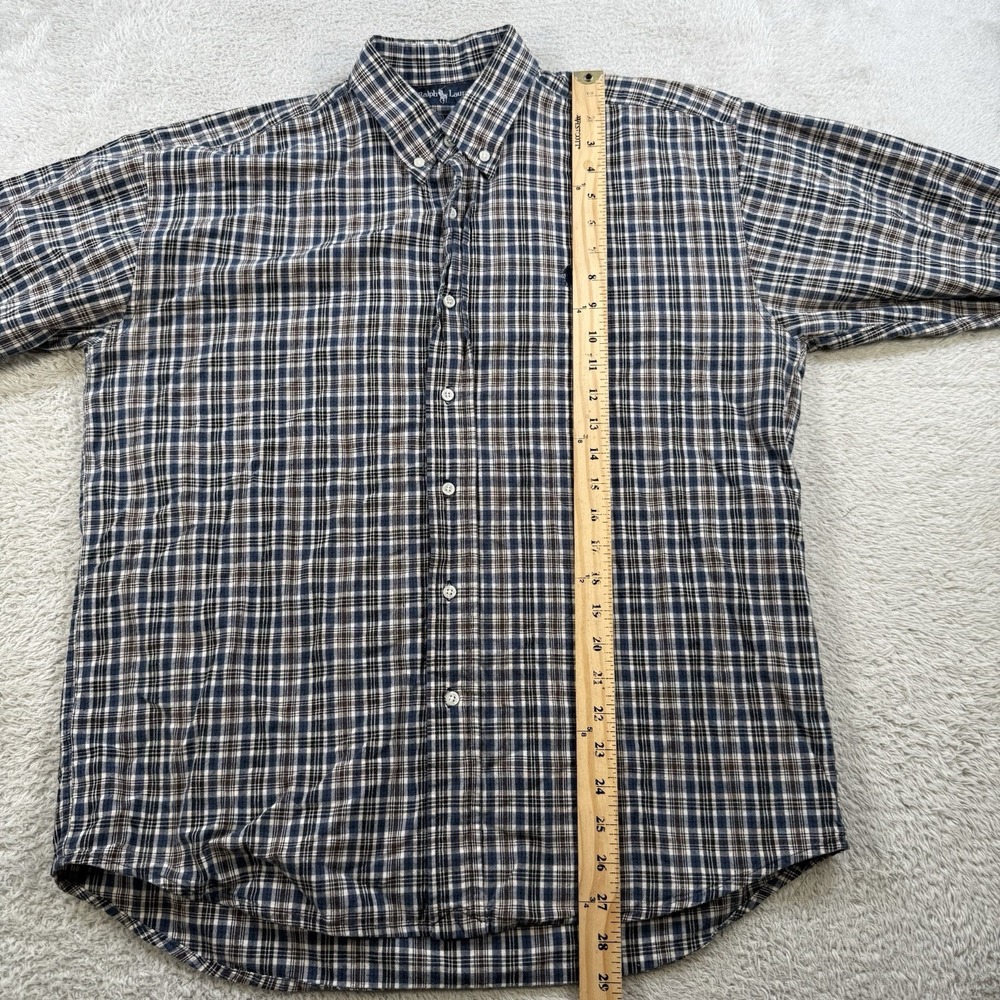 Polo Ralph Lauren Shirt Mens Large Plaid Blaire Cotton Long Sleeve Button Pony - Picture 5 of 7